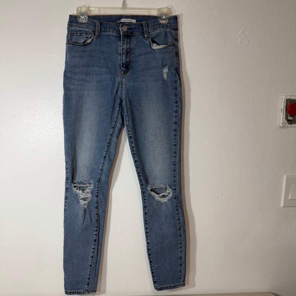 PacSun Womens Distressed Skinny Jeans Light Wash Size 24 High Rise